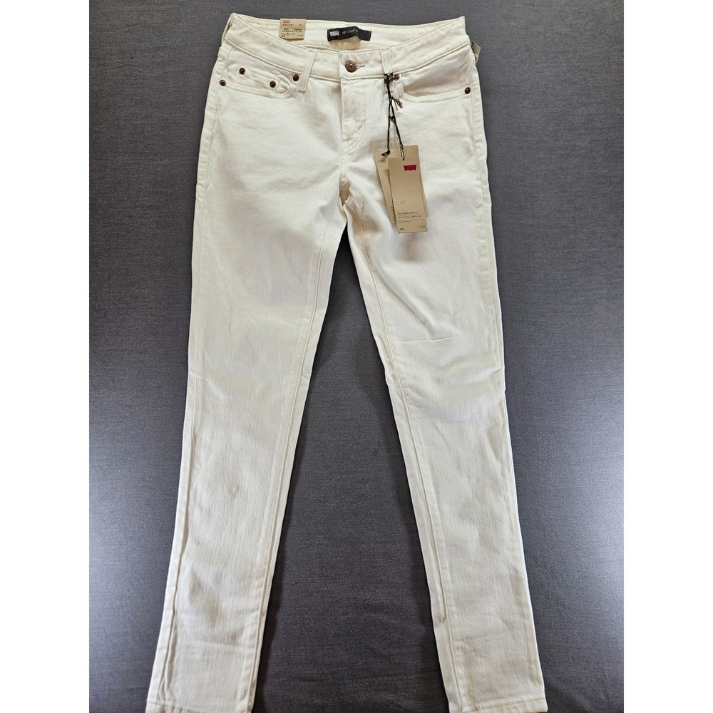 Levis 535 Legging Jeans Womens 9M Off White Cream Ultra Low Rise Superlow Skinny